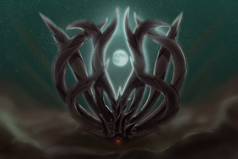 Картинка аниме naruto луна ночь rinesharingan juubi art