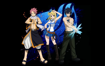 Картинка аниме fairy+tail natsu lucy gray девушка парни
