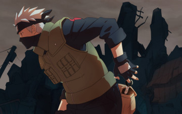 Картинка аниме naruto развалины кунай hatake kakashi art touno