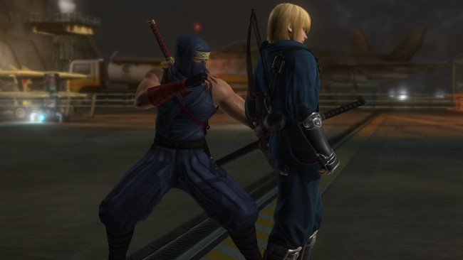 Обои картинки фото видео игры, dead or alive 5, девушка, взгляд, фон, оружие, ниндзя, поза