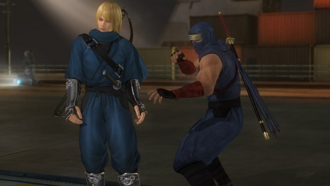 Обои картинки фото видео игры, dead or alive 5, девушка, взгляд, фон, оружие, ниндзя, поза