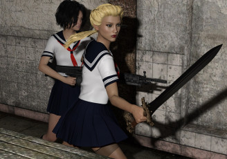 Картинка 3д+графика фантазия+ fantasy девушки взгляд фон