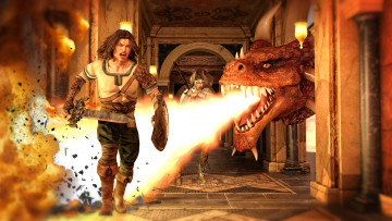 Картинка 3д+графика фантазия+ fantasy взгляд парень фон дракон