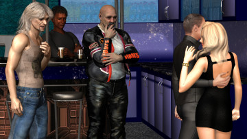 Картинка 3д+графика люди+ people взгляд девушка парни блондинка фон