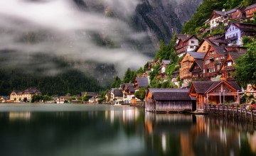 Картинка hallstatt города -+пейзажи горы озеро
