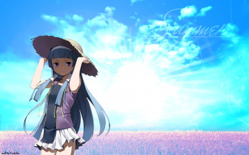 обоя аниме, kannagi, девушка, взгляд, фон