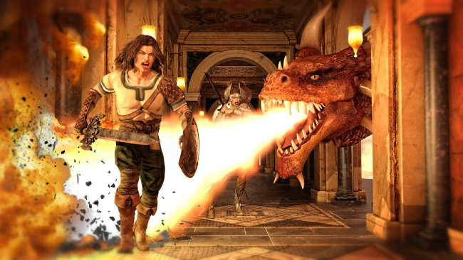 Обои картинки фото 3д графика, фантазия , fantasy, взгляд, парень, фон, дракон