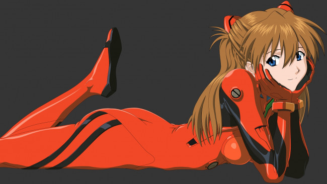 Обои картинки фото аниме, evangelion, фон, девушка, взгляд