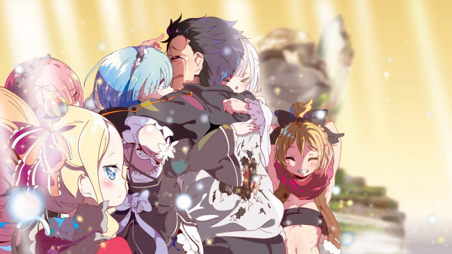 Обои картинки фото аниме, re,  zero kara hajimeru isekai seikatsu, слёзы, персонажи