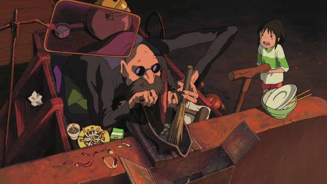 Обои картинки фото аниме, spirited away, паук, тихиро, камази