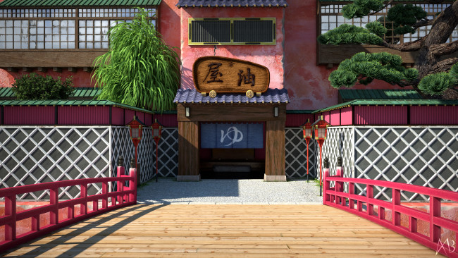 Обои картинки фото аниме, spirited away, здание, растения