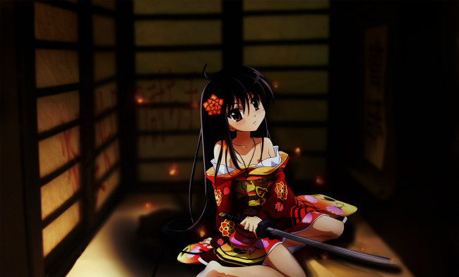 Обои картинки фото аниме, shakugan no shana, фон, взгляд, девушка