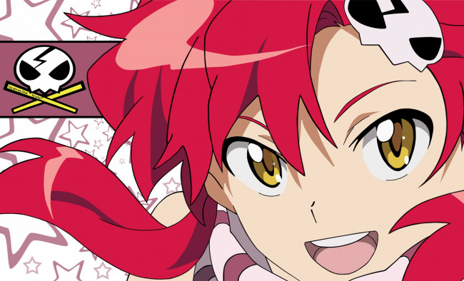 Обои картинки фото tengen toppa gurren lagann, аниме, tengen toppa gurren-lagann, фон, взгляд, девушка