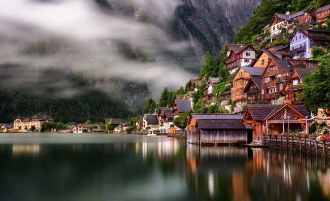 Обои картинки фото hallstatt, города, - пейзажи, горы, озеро