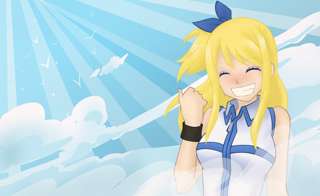 Обои картинки фото аниме, fairy tail, девушка, фон, взгляд