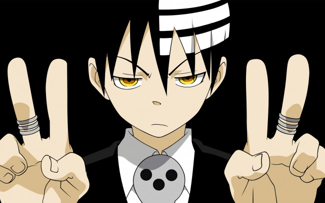 Обои картинки фото аниме, soul eater, парень, фон, взгляд