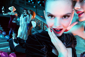 Картинка разное люди девушки парень вечеринка лестница шарики