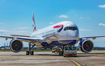 Картинка airbus+a350+xwb авиация пассажирские+самолёты airbus a350 xwb british airways пассажирский лайнер самолет в аэропорту авиаперелет великобритания
