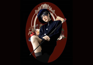 обоя рисованное, люди, ван, ибо, берет, трость, цветы