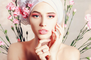 Картинка девушки -+лица +портреты макияж гвоздики