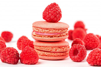 Картинка еда макаруны лакомство печенье малина