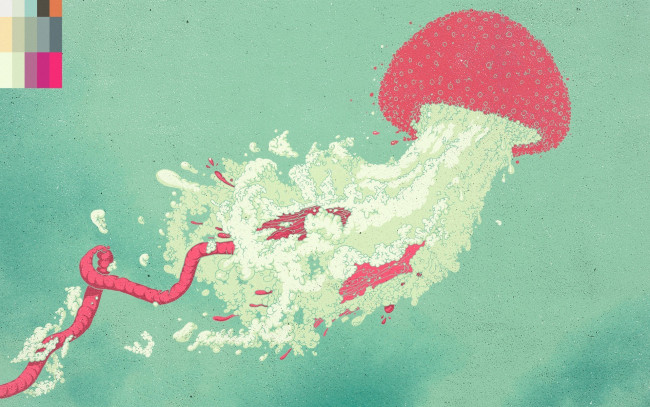 Обои картинки фото рисованное, животные,  морская фауна, медуза