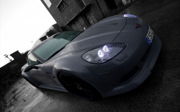 Картинка corvette c6 black force one rear автомобили