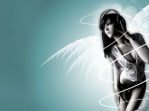 Обои картинки фото -Unsort Креатив, девушки, unsort, креатив, девушка, наушники