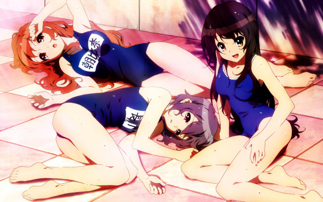 Обои картинки фото аниме, the, melancholy, of, haruhi, suzumiya, девушки