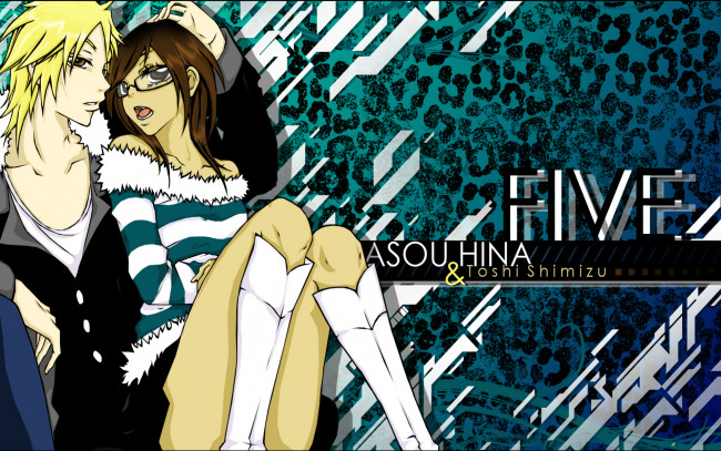Обои картинки фото five, аниме, парень, девушка
