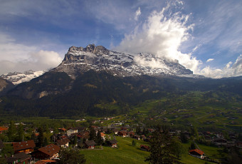 Картинка mount eiger switzerland природа горы дома ложбина