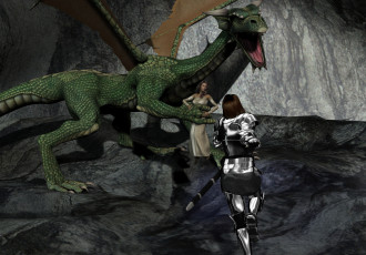 Картинка 3д графика fantasy фантазия девушки дракон