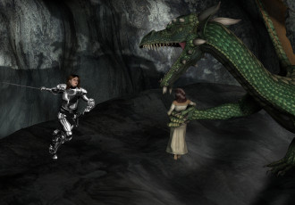 Картинка 3д графика fantasy фантазия девушки дракон