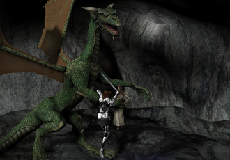 Картинка 3д графика fantasy фантазия девушки дракон