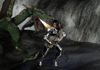Картинка 3д графика fantasy фантазия девушки дракон