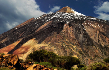 Картинка teneriffa pico del teide природа горы вершина растительность снег