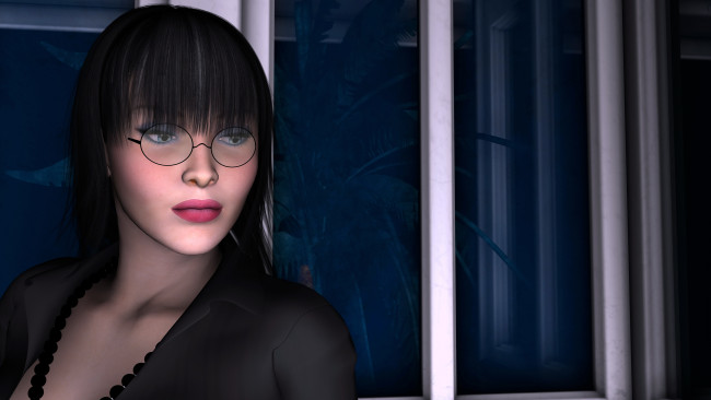 Обои картинки фото 3д, графика, portraits, портрет, очки, девушка