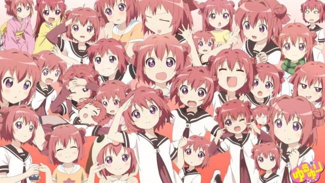 Обои картинки фото yuru, yuri, аниме, девушки, akaza, akari
