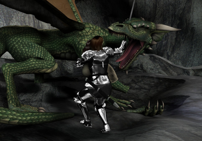 Обои картинки фото 3д, графика, fantasy, фантазия, дракон, девушки