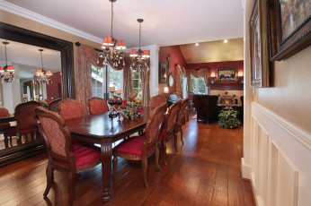 Картинка интерьер столовая dining room стиль цветы люстры style flowers chandeliers