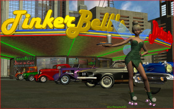 Картинка 3д+графика люди+ people автомобили ролики взгляд девушка