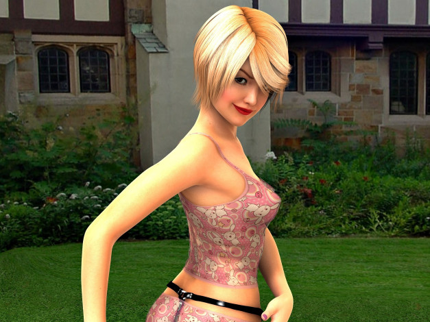 Обои картинки фото 3д графика, люди , people, девушка, взгляд, блондинка