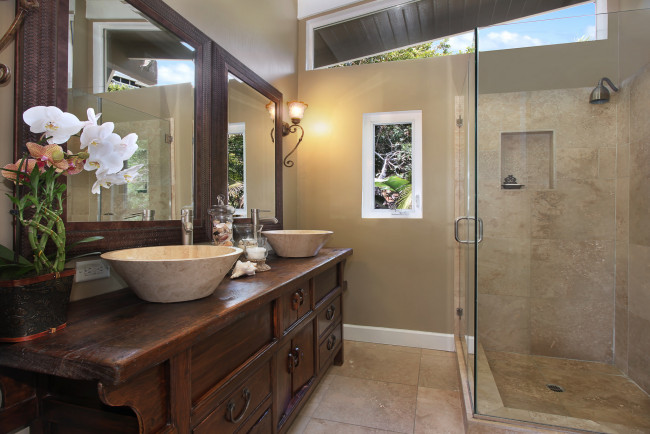 Обои картинки фото интерьер, ванная и туалетная комнаты, стиль, ванная, цветы, дизайн