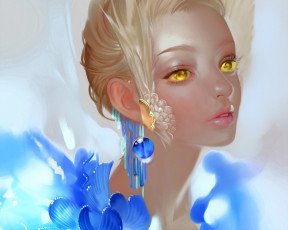 Картинка фэнтези девушки арт airspace девушка цветы серьги