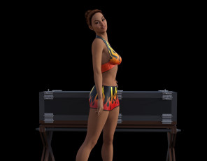 обоя 3д графика, люди , people, девушка, взгляд, фон