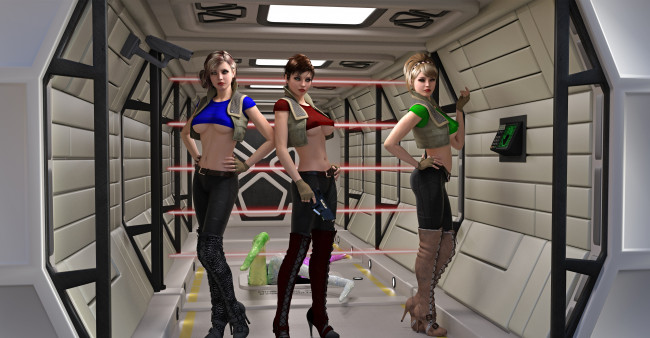 Обои картинки фото 3д графика, фантазия , fantasy, девушки, взгляд, фон