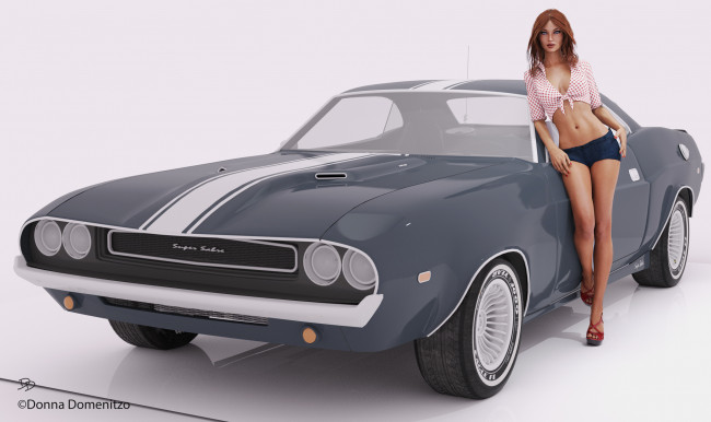 Обои картинки фото 3д графика, люди-авто, мото , people- car ,  moto, девушка, взгляд, фон, автомобиль