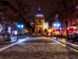 Картинка города париж+ франция ночь город париж сорбонна