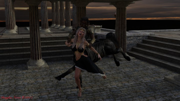 Картинка 3д+графика фантазия+ fantasy взгляд девушка centaur фон