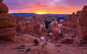 Картинка природа горы пейзаж скалы закат bryce canyon national park